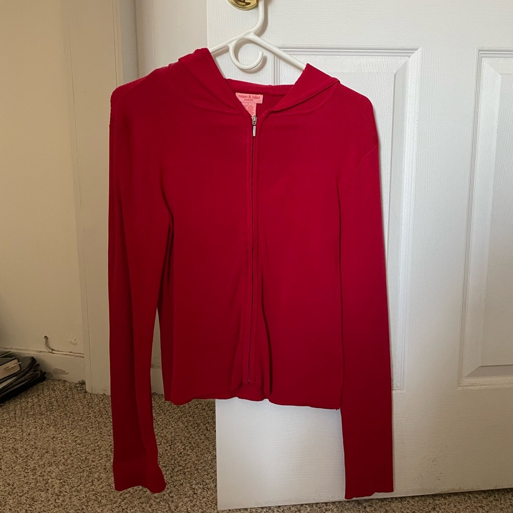 Romeo & Juliet Couture Red Zip-Front Hoodie